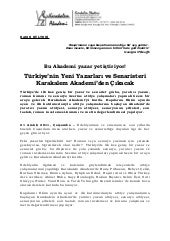 Türkiye’nin Yeni Yazarları ve Senar...