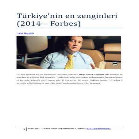 Turkiyenin en zenginleri 2014 forbes