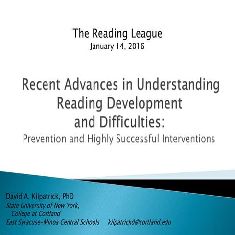 January 14 2016 Reading League presentation