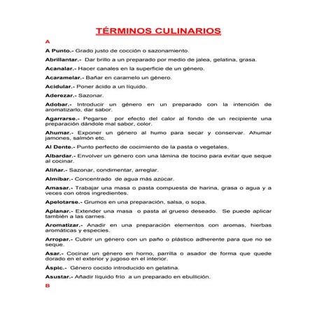 Terminologia culinaria