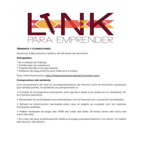 Términos y condiciones Link para emrpender