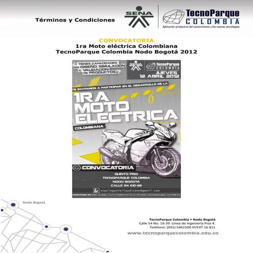 Términos y condiciones CONVOCATORIA 1ra Moto eléctrica colombiana
