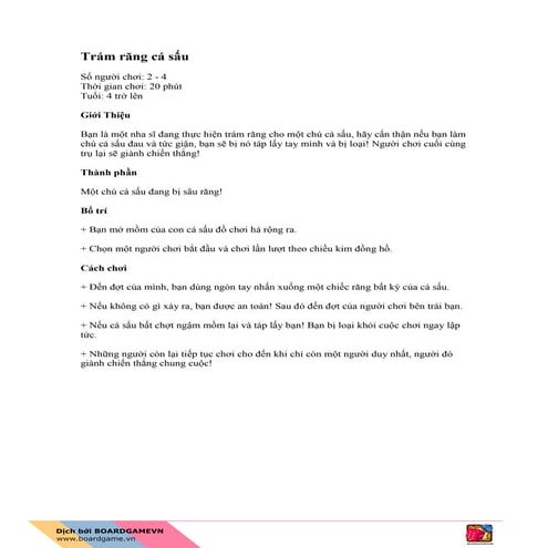 [BoardgameVN] Luật chơi Khám răng cá sấu 