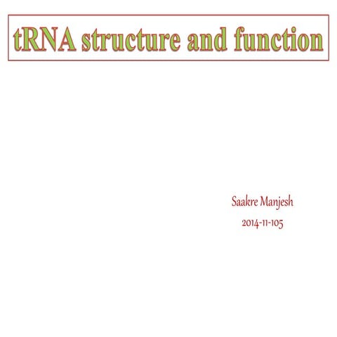 tRNA structure and function