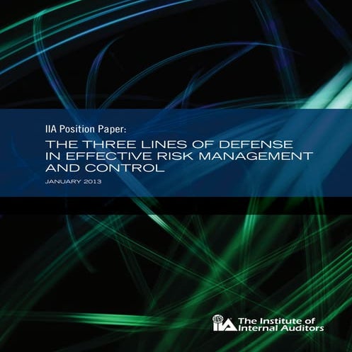 Pp the three lines of defense in effective risk management and control