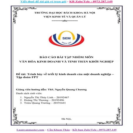Trình bày về triết lý kinh doanh của một doanh nghiệp – Tập đoàn FPT.doc