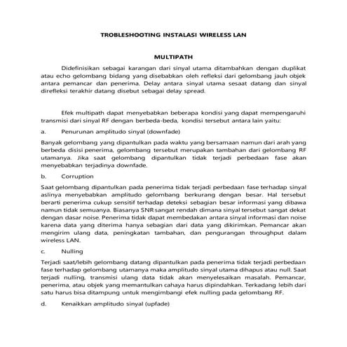 Trobleshooting instalasi wireless lan