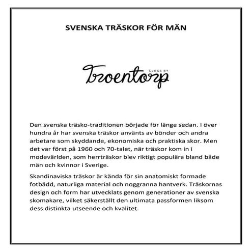 SVENSKA TRÄSKOR FÖR MÄN