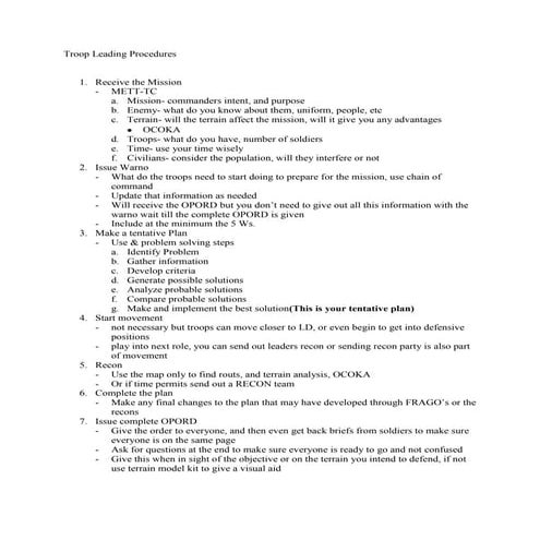 Troop leading procedures