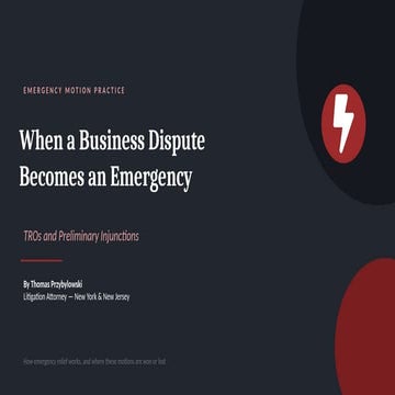 When a Business Dispute Becomes an Emergency: TROs and Preliminary ...