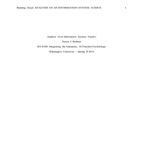 Analysis of an Information System: NamUs