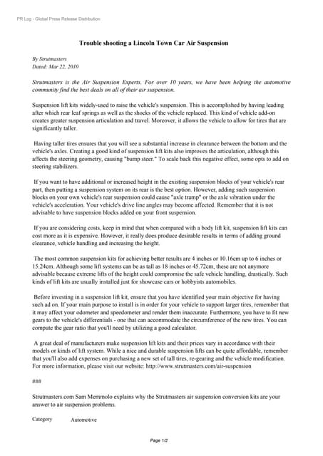 Learn How To Troubleshooting Lincoln Town Car Air Suspension