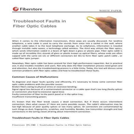 Troubleshoot faults in fiber optic cables