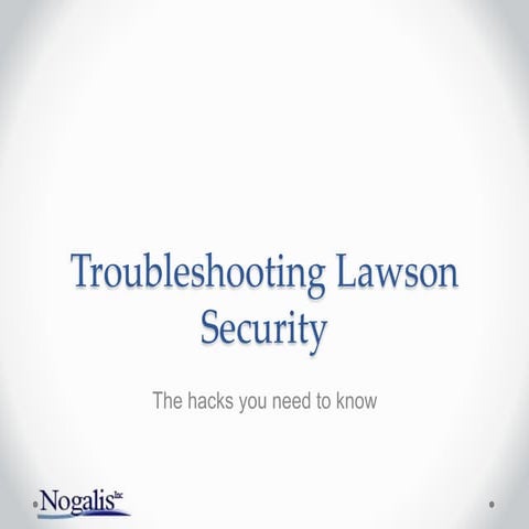 Troubleshooting Lawson Security