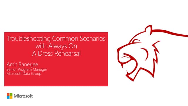 Troubleshooting common scenarios with Always On - A Dress Rehearsal