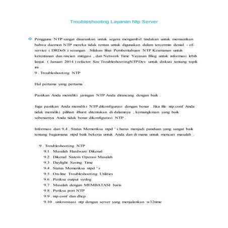 Troubleshooting layanan ntp server