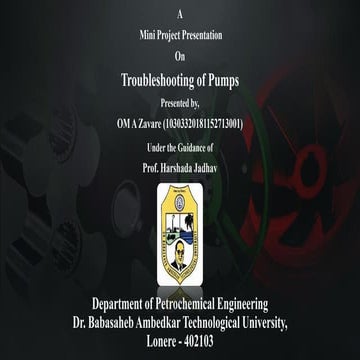 Troubleshooting of pumps 