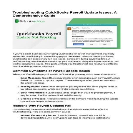 QuickBooks Payroll Update Issues: Troubleshooting Tips