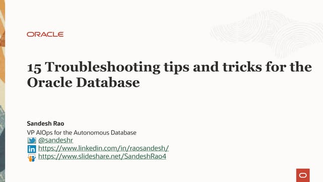 Troubleshooting tips and tricks for Oracle Database Oct 2020
