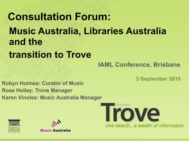 Consultation Forum: Music Australia...