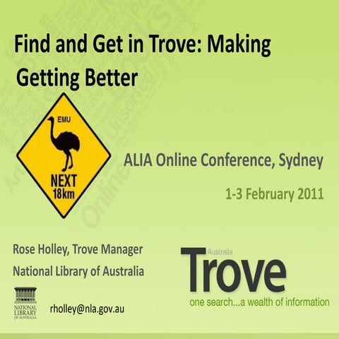 Resource Sharing in Australia: 'Find' and 'Get' in Trove - Making 'Getting' b...