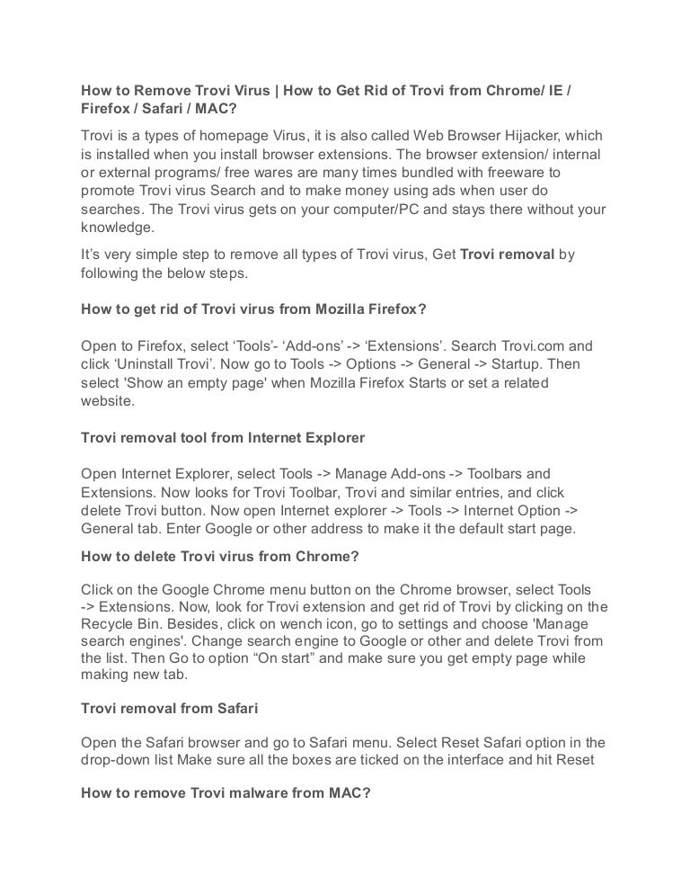 How To Remove Trovi Virus How To Get Rid Of Trovi