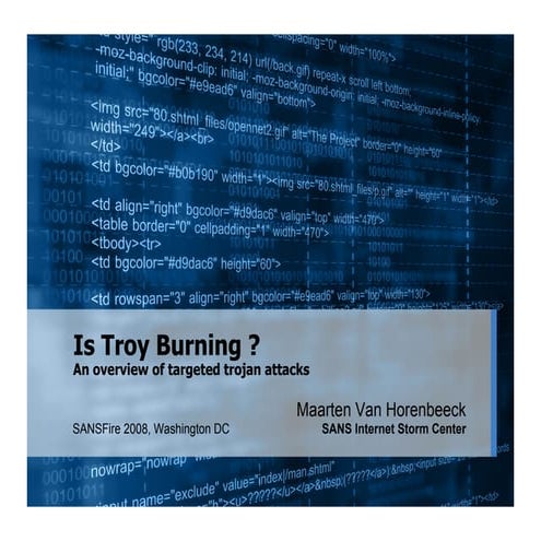 Is Troy Burning: an overview of targeted trojan attacks