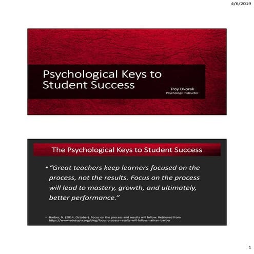 Keynote Follow-up: 7 Psychological Keys to Student Success