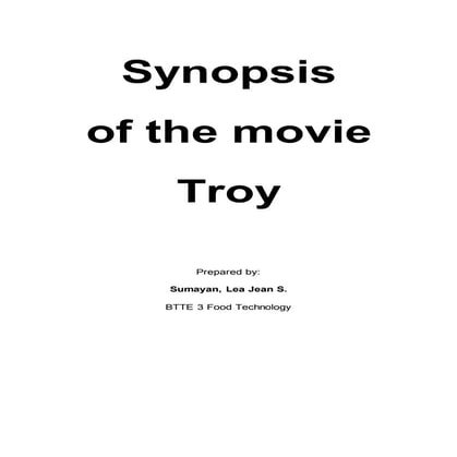 Synopsis of the Movie Troy