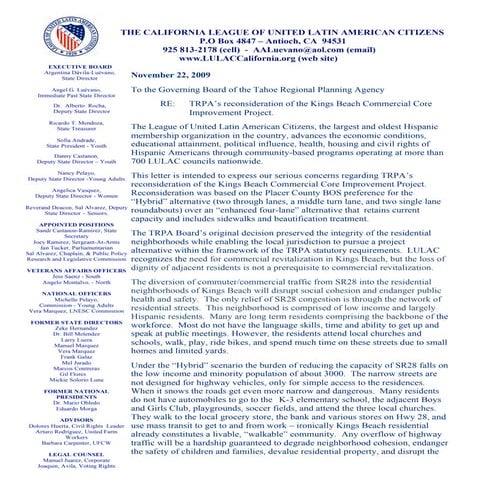 TRPA Administrative Complaint - Tahoe LULAC - Kings Beach