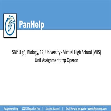 trp Operon - Virtual High School (VHS) - SBI4U