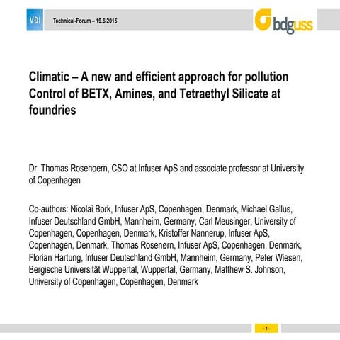 CLIMATIC - efficient advanced pollution control system, GIFA Foundry Fair 2015