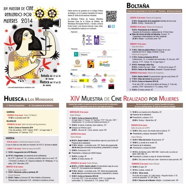 Tríptico  XIV Muestra Cine Mujeres Huesca