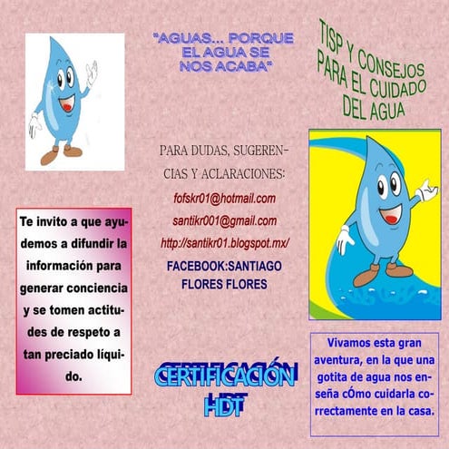TRIPTICO SOBRE EL CUIDADO DEL AGUA PARA LA VIDA | PDF
