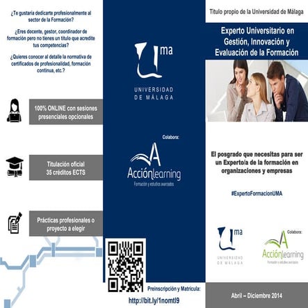 I Experto universitario en Gestión, Innovación y Evaluación de la Formación