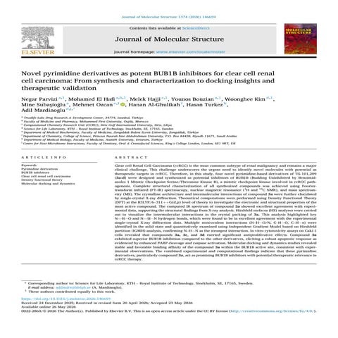Novel pyrimidine derivatives as potent BUB1B inhibitors for clear cell ...