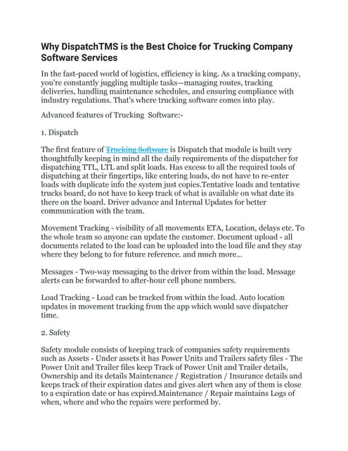 Dispatch Tms Presentations