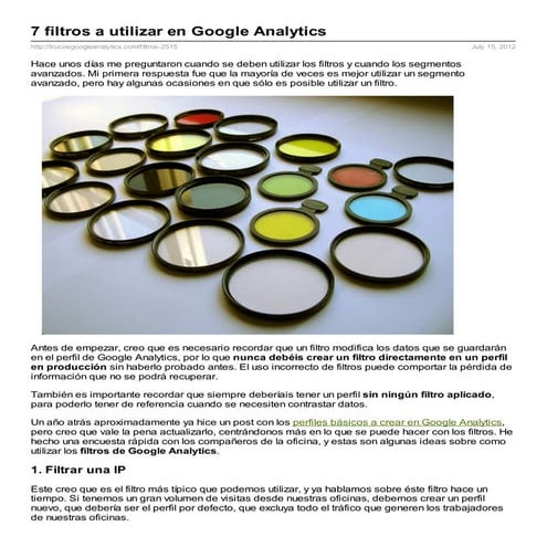 7 filtros a utilizar en Google Analytics