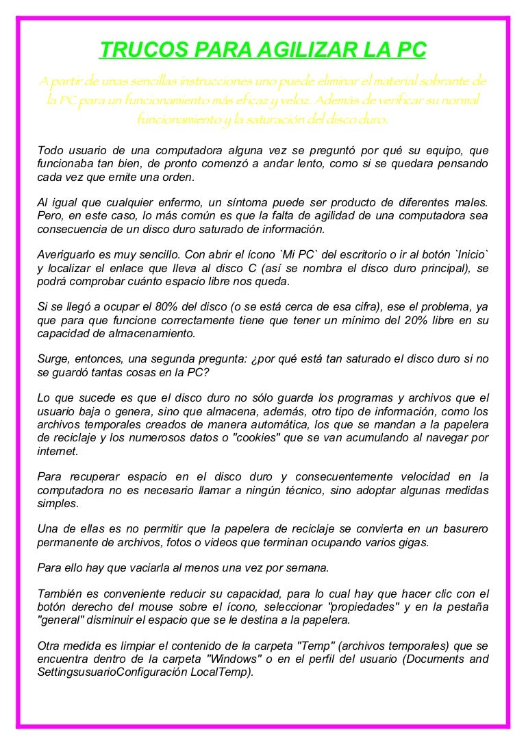 No Encuentro El Disco Duro En Mi Pc Trucos para agilizar la pc