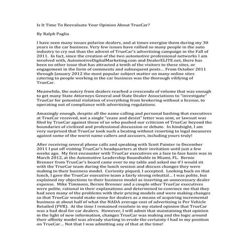 True car changes to become dealer friendly v2