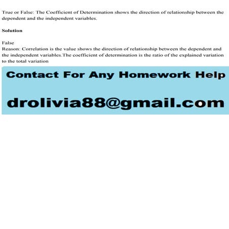 True or False The Coefficient of Determination shows the direction .pdf