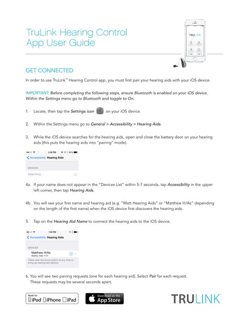TruLink hearing control app user guide