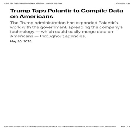 Trump Taps Palantir to Compile Data on Americans