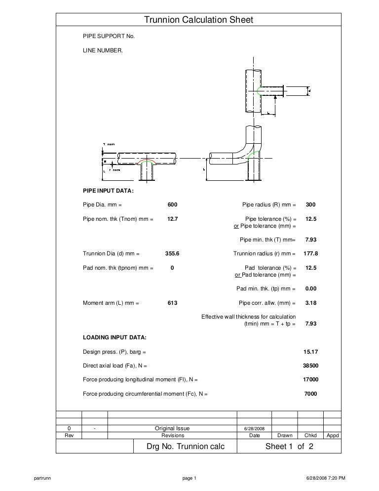 Trunnion calculation sheet