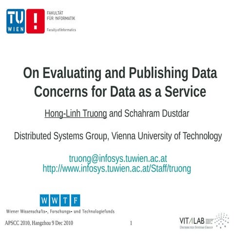On Evaluating and Publishing Data Concerns for Data as a Service