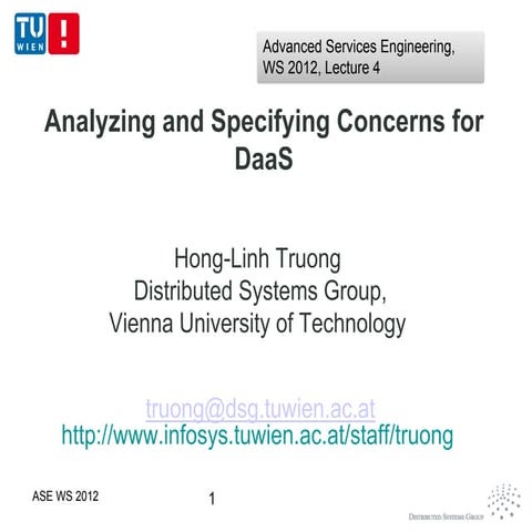 TUW- 184.742 Analyzing and Specifying Concerns for DaaS