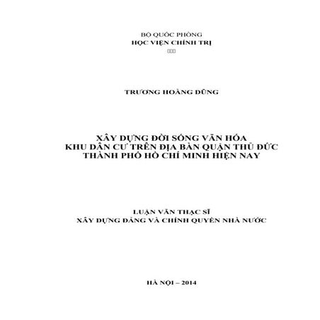 Đề tài: Xây dựng đời sống văn hóa khu dân cư quận Thủ Đức
