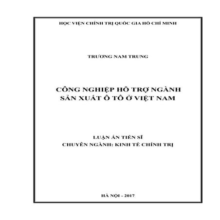 Luận án: Công nghiệp hỗ trợ ngành sản xuất ô tô ở Việt Nam, HAY