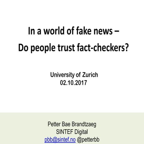 Fake news and trust and distrust in fact checking sites