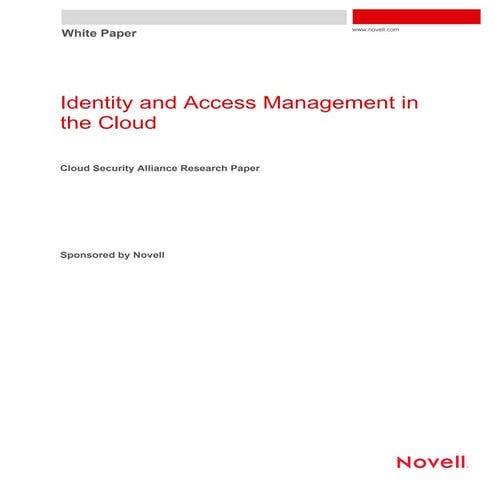Trusted Cloud Initiative: Identity Management Research